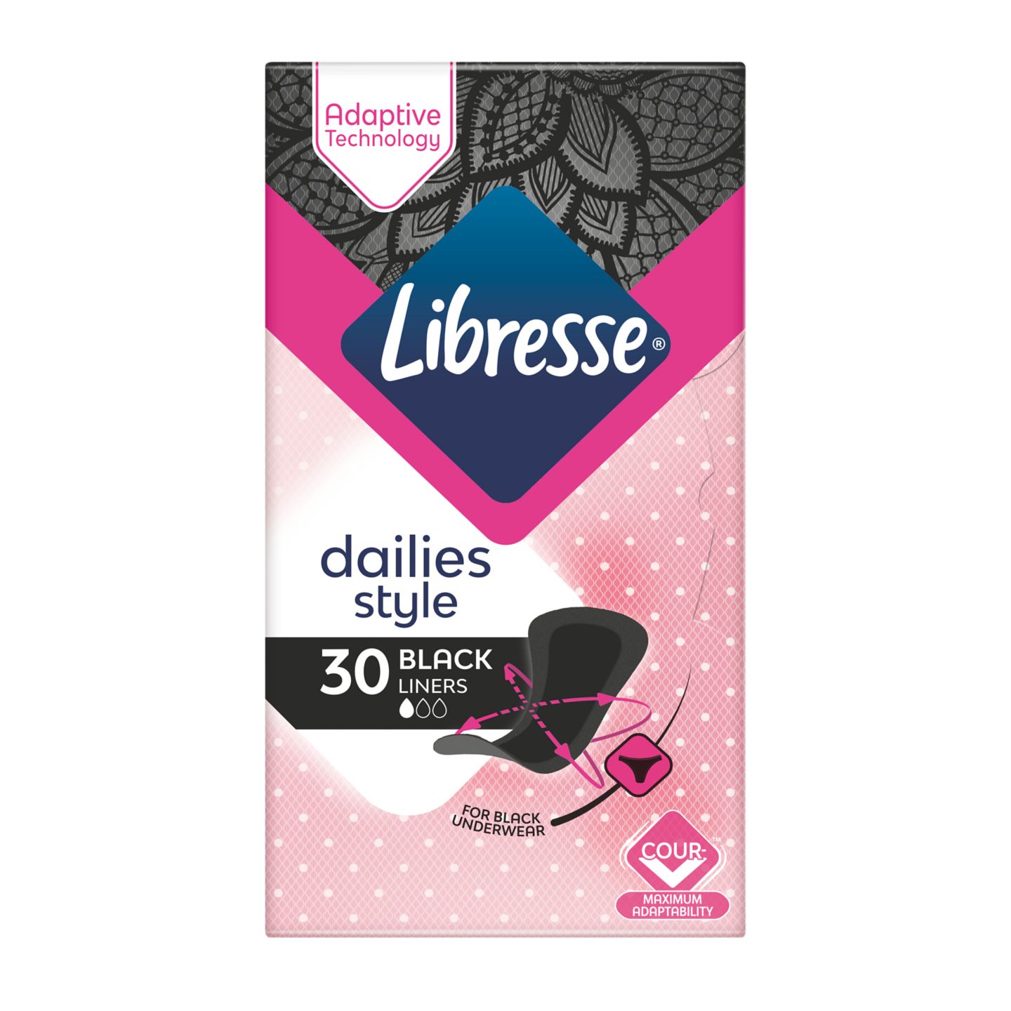 Дамски превръзки ежедневни, normal Black (Libresse)