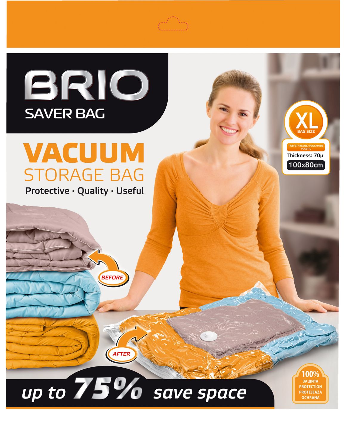 Торба за вакуумиране с цип 100 х 80 см (Brio)